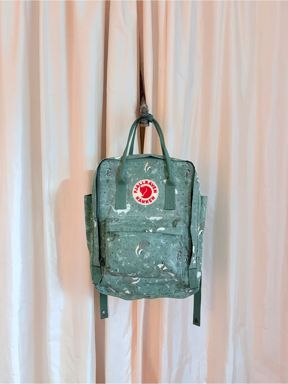 Rare FjallRaven Kanken Green Fable Woodland Badger Art Laptop Backpack